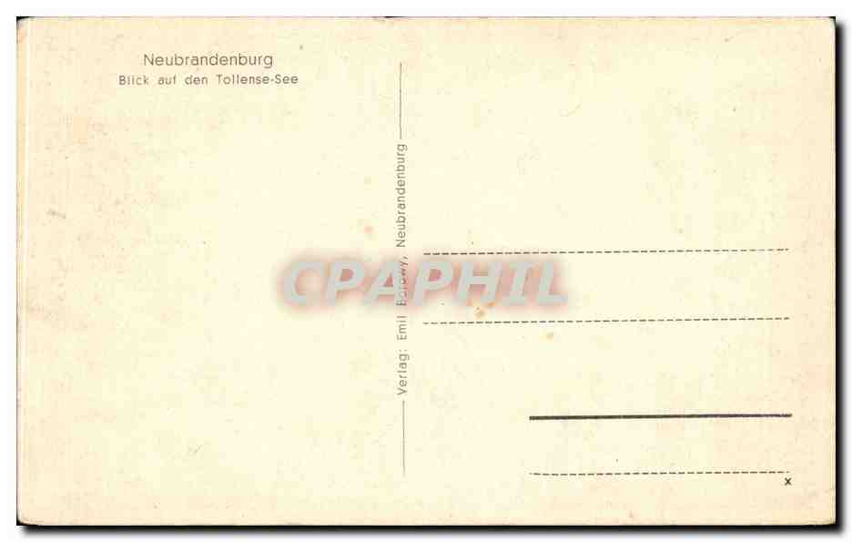 CPA Neubrandenburg Blick auf den Tollense See — Rückseite