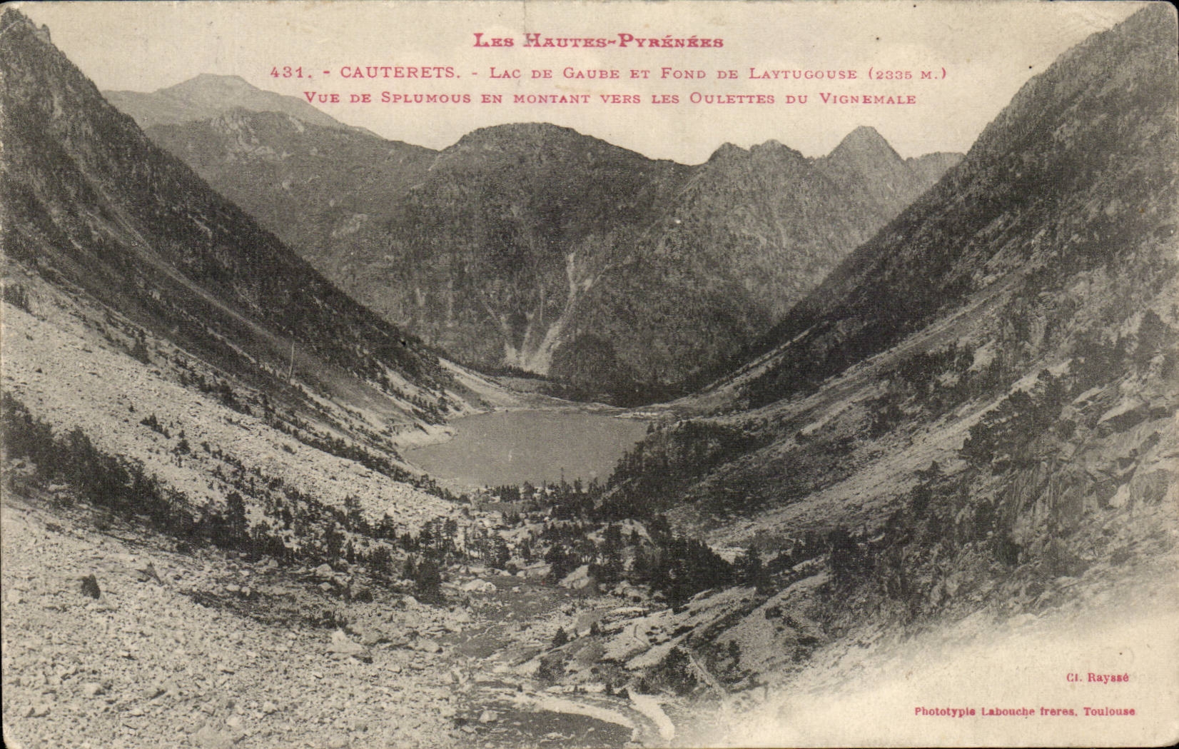 Les Hautes-Pyrénées — Vue de Splumous en montant vers les Oulettes du Vignemale — Phototypie Labouche frères, Toulouse