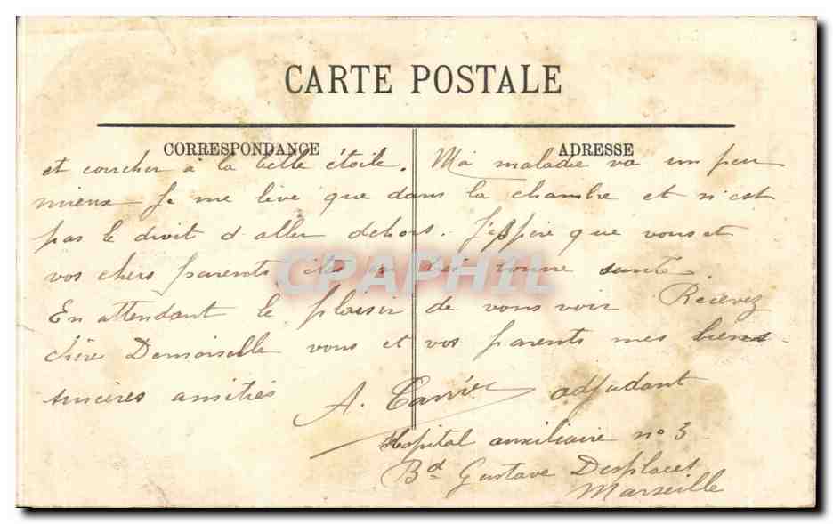 CPA Marseille La fontaine Estranguin — Rückseite