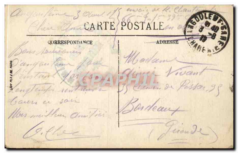 Angoulême — Infanterie-Kaserne Saint-Roch — N.G. — N° 107 — Rückseite