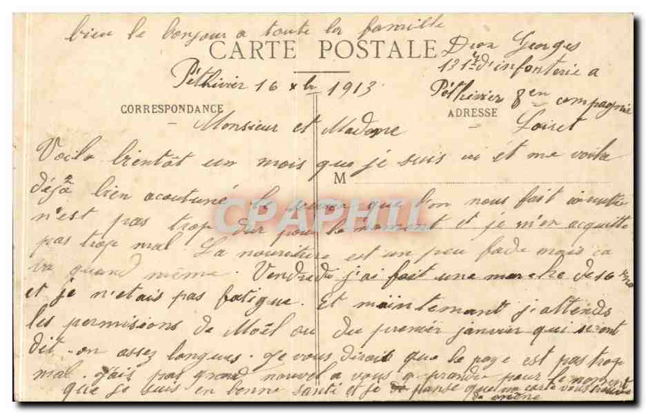 CPA Militaria Pithiviers La caserne La Haye — Back