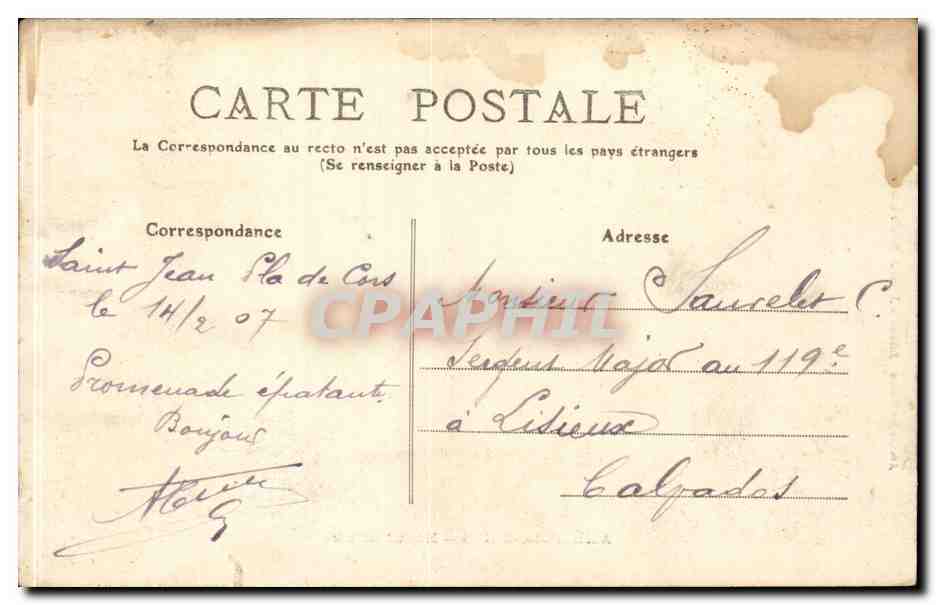 CPA Militaria Amelie les Bains Hopital militaire — Rückseite
