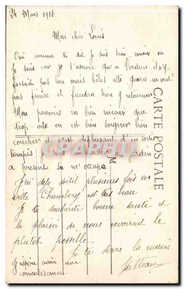 CPA Militaria Chambery Caserne Curial Infanterie — Rückseite