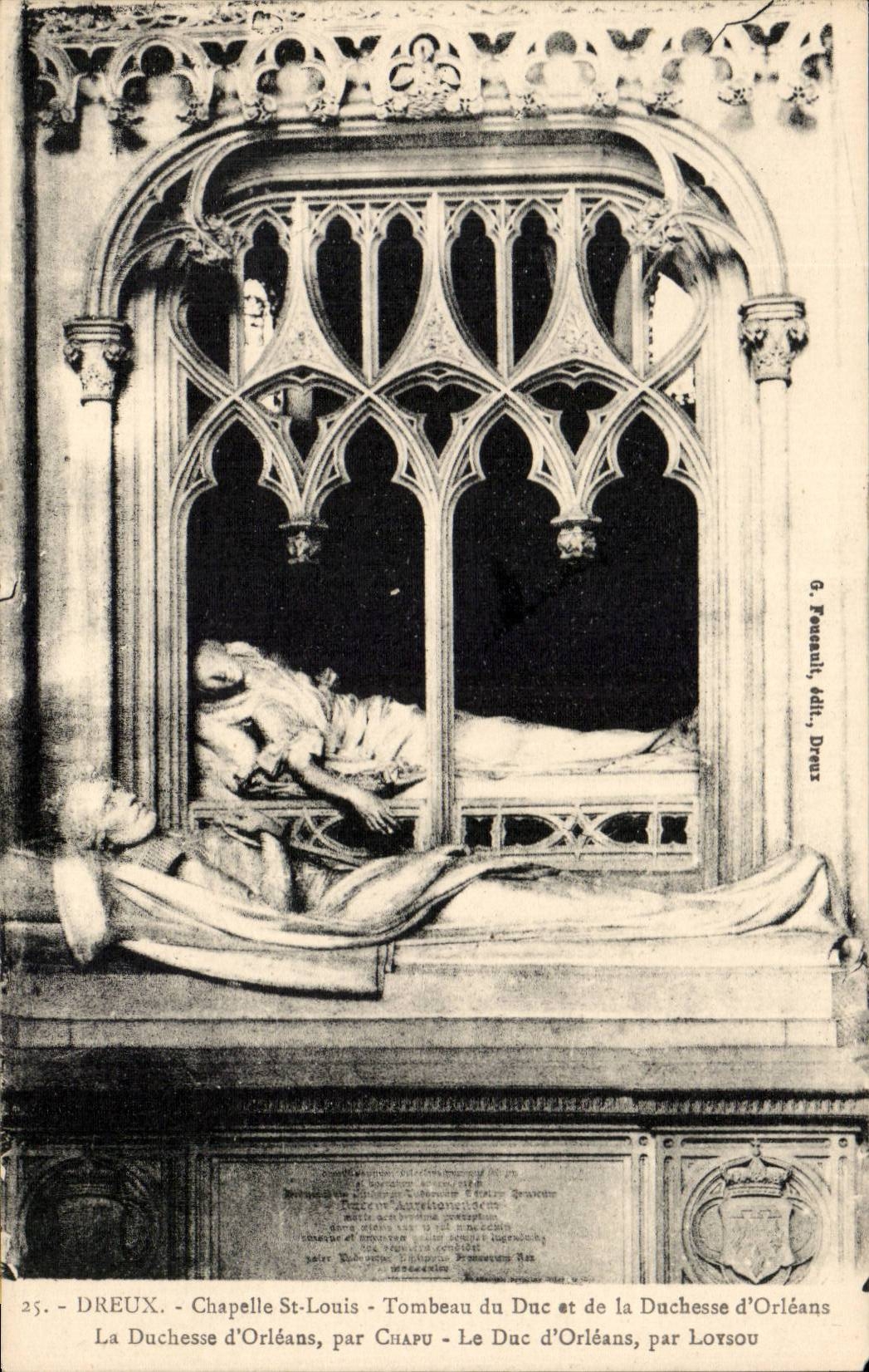 Dreux - Chapelle Saint-Louis - Tombeau du Duc et de la Duchesse d'Orléans — G. Roussanti, éditeur Dreux, n°25