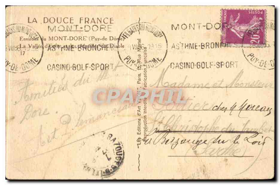 Vallée d'Olar et les Préalpes du Diable — Mont-Dore — Éditions d'Art Wyvonn — Verso