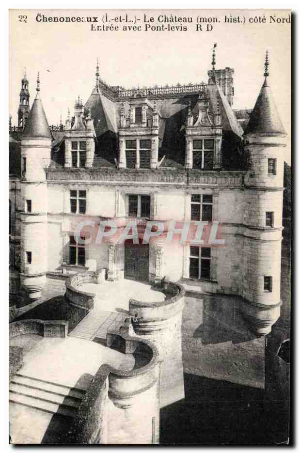 CPA Chenonceaux Le chateau Entree avec pont levis
