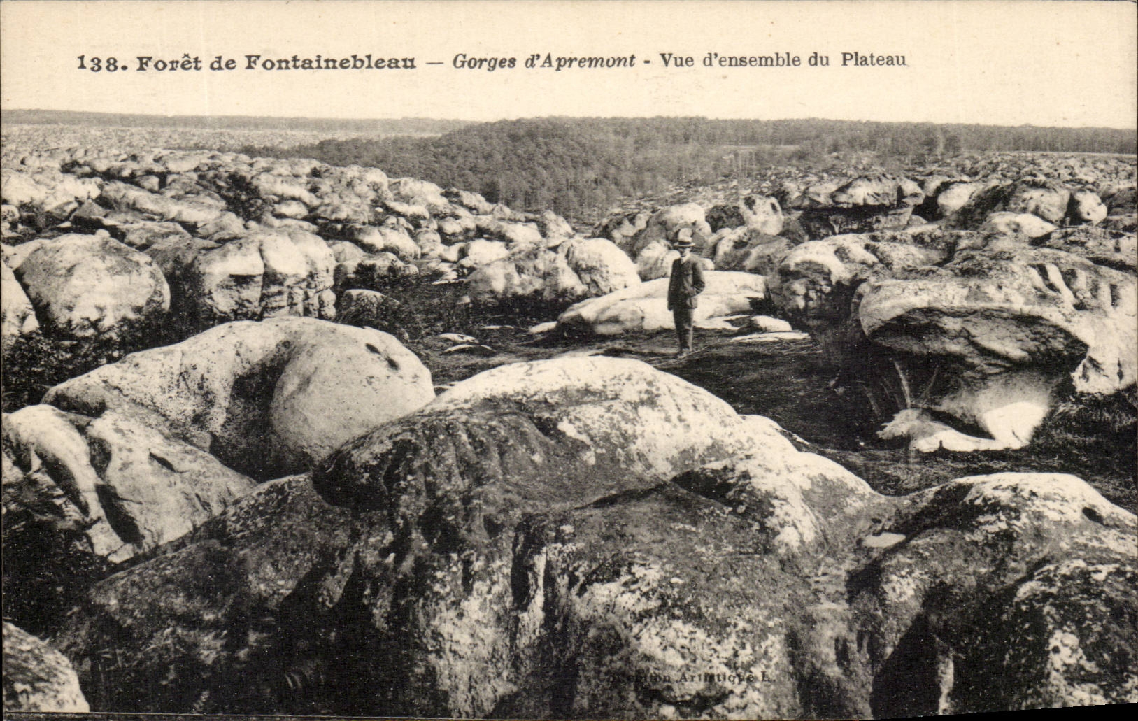 Bosque de Fontainebleau — Garganta de Apremont — Vista general del Plateau — Imp. Photoméc. MENAARD