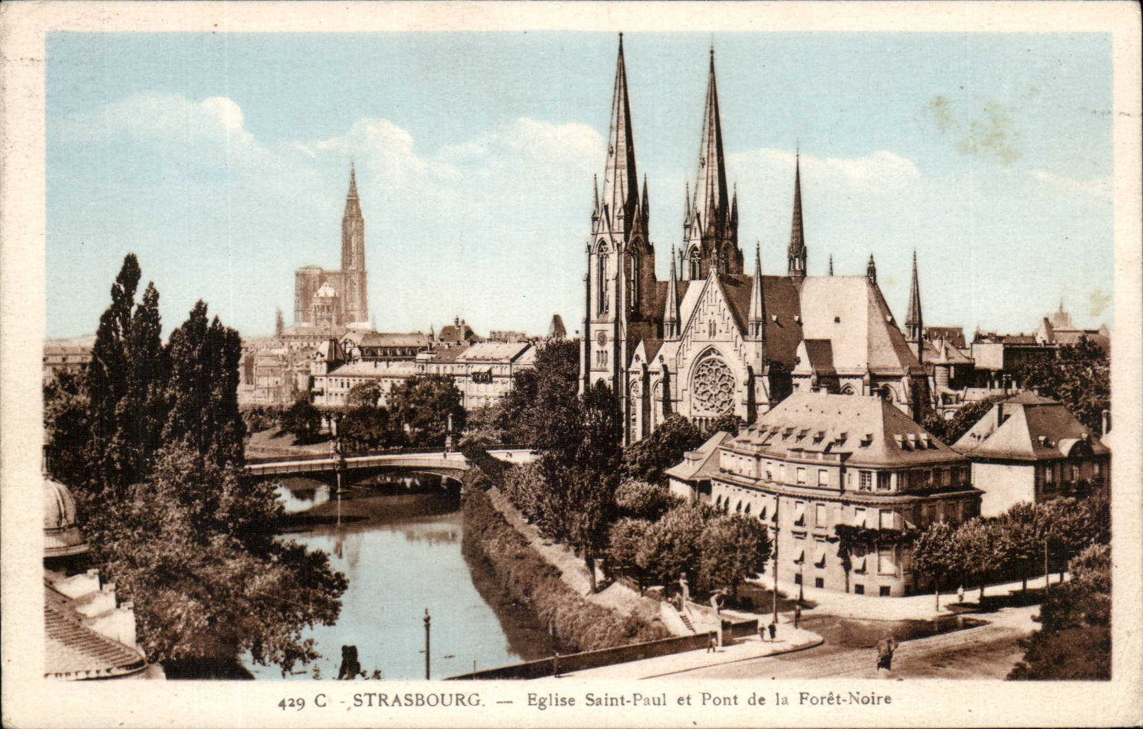CPA Strasbourg Eglise Saint Paul et pont de la foret noire