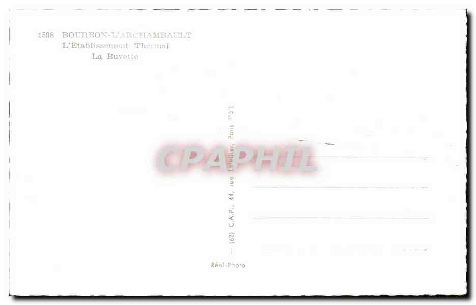 CPSM Bourbon l'archambault Etablissement thermal La buvette — Verso