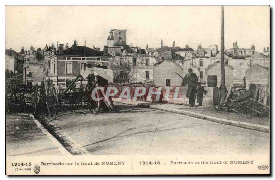 CPA Barricade sur le front de Nomeny Militaria