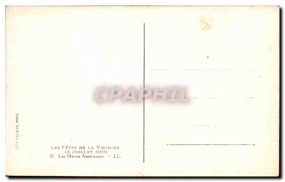 CPA Les fetes de la victoire 14 juillet 1919 Les marins americains — Verso