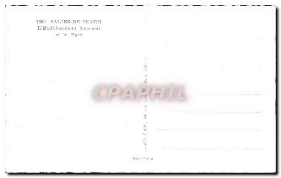 CPSM Salies de Bearn L'etablissement thermal et le parc — Rückseite