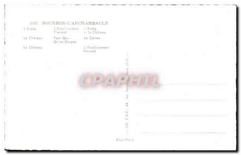 CPSM Bourbon l'arcambault  — Verso