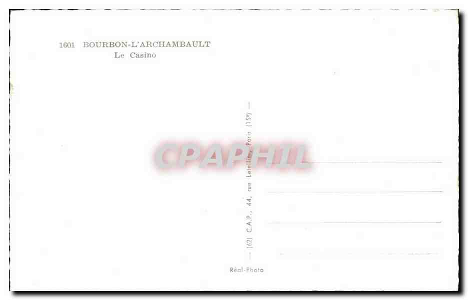 CPSM Bourbon l'arcambault Le casino — Verso