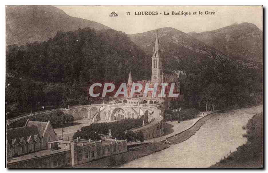 CPA Lourdes La basilique et le Gave