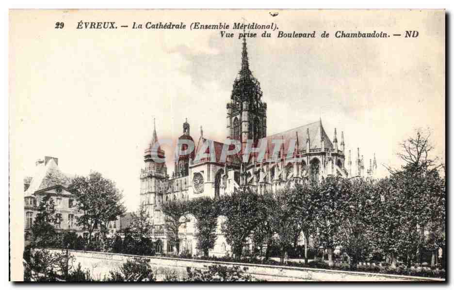 CPA Evreux Cathedrale Vue prise du boulevard de Chambaudoin