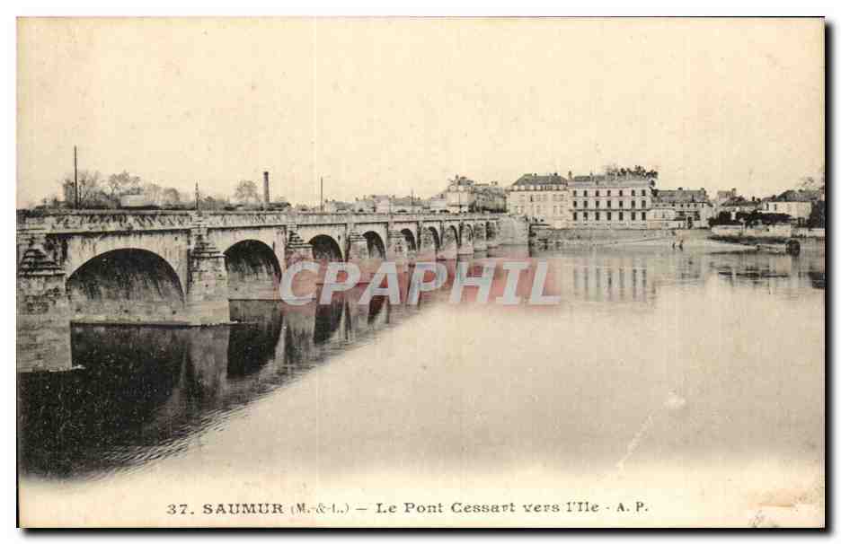 Saumur CPA Le pont Cessart vers l'ile