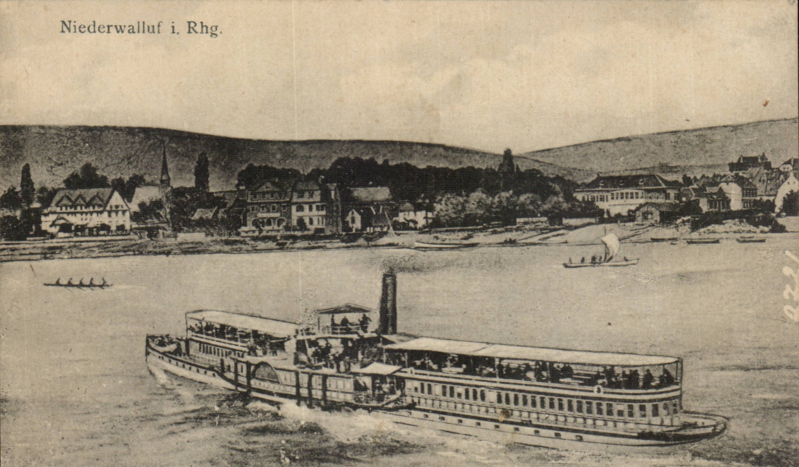 CPA Niederwalluf i Rhg bateau