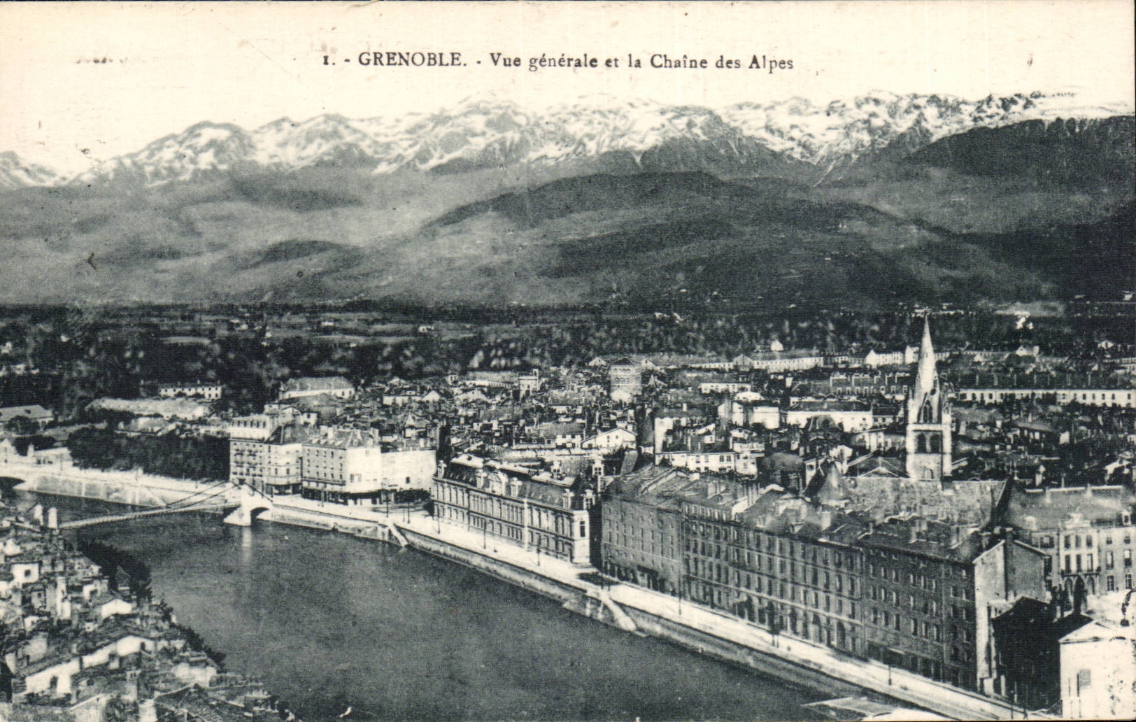 Grenoble — Vue générale et la Chaîne des Alpes — Éditions M. B. Arzier, Grenoble