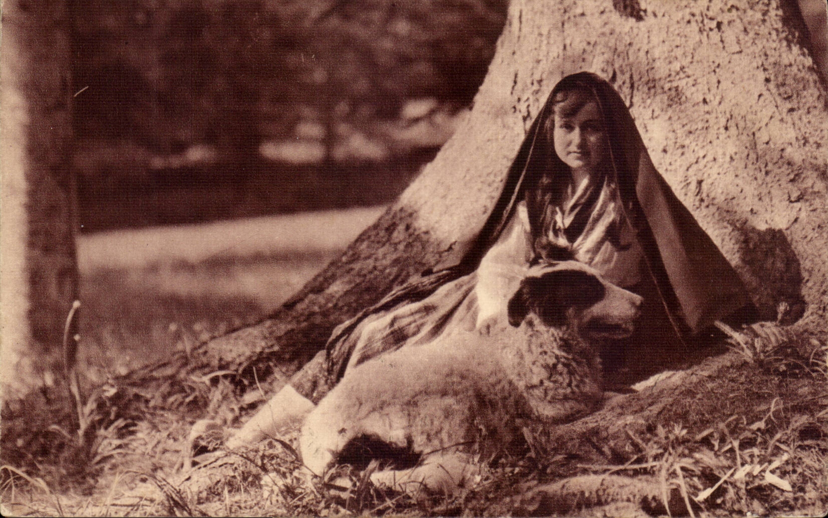 Jeune paysanne et son chien — Le terroir pyrénéen — Éditions Jové, Pau