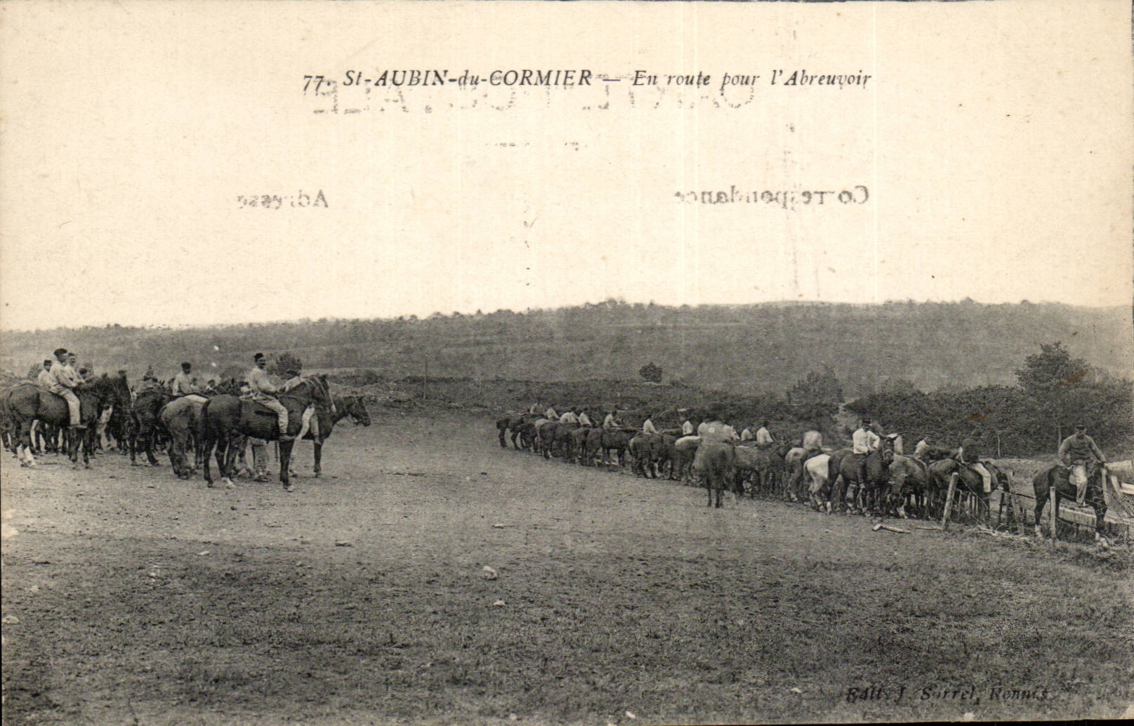 St-AUBIN-du-CORMIER — En route pour l'Abreuvoir — Éditeur J. SORREL, Rennes, n°77