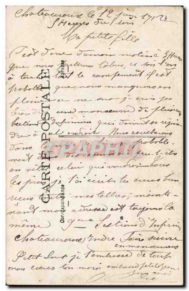 CARTE PHOTO CPA Militaria Regiment Chateauroux — Rückseite