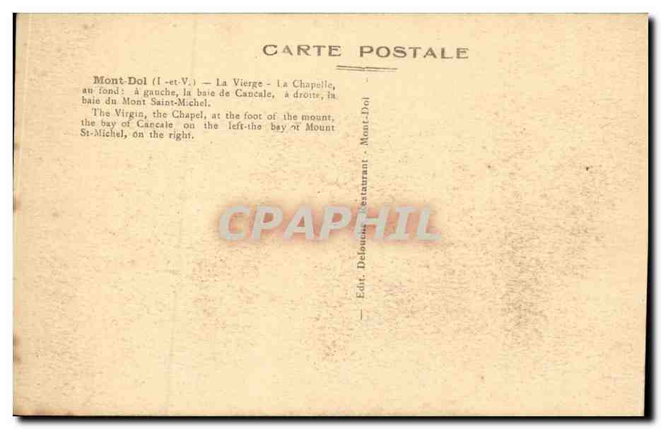 Mont-Dol (I.-et-V.) — La Vierge — La Chapelle — La baie de Cancale — La baie du Mont-Saint-Michel — Verso