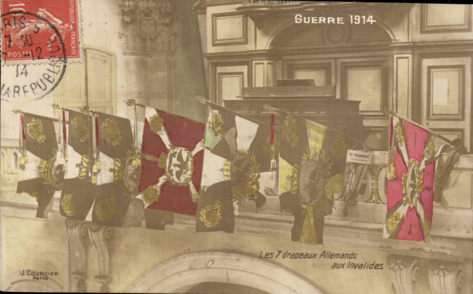 Les 7 drapeaux Allemands aux Invalides — Guerre 1914 — J. Courcier Paris