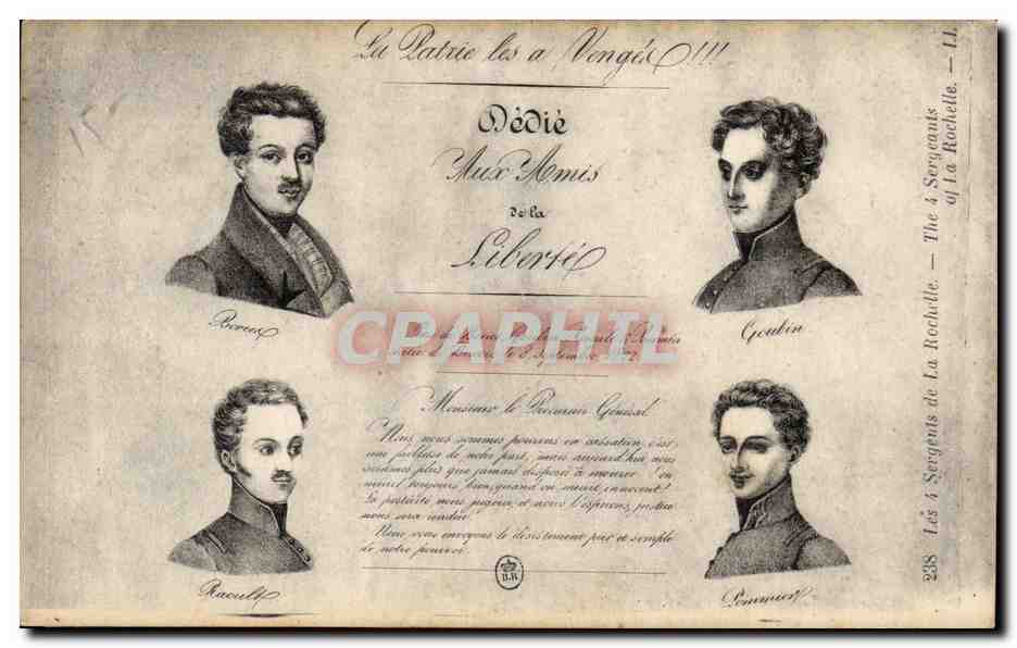 CPA La patrie les a a venge Raoult Goubin Les 4 sergents de la rochelle 