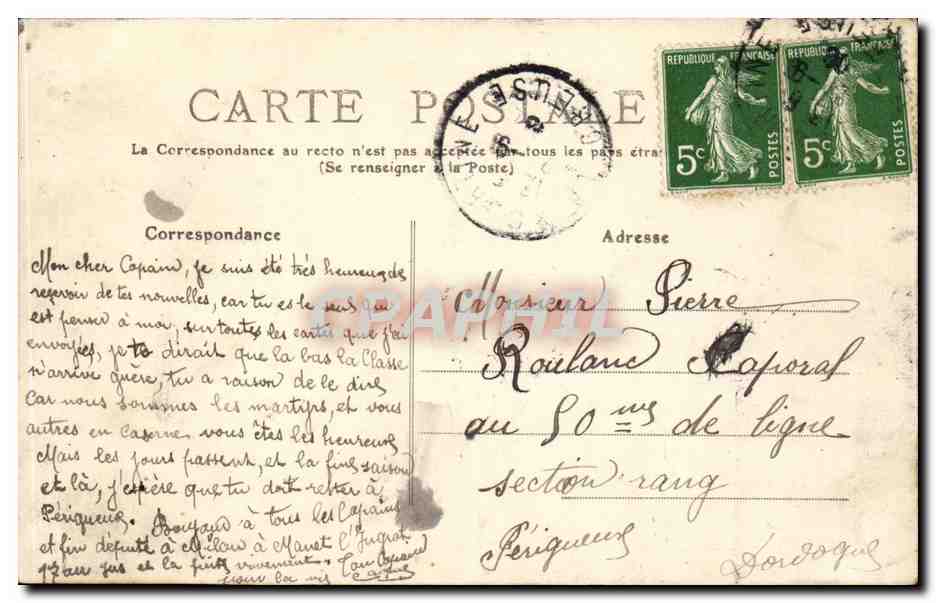 CPA Militaria Camp de la Courtine Les tentes — Rückseite