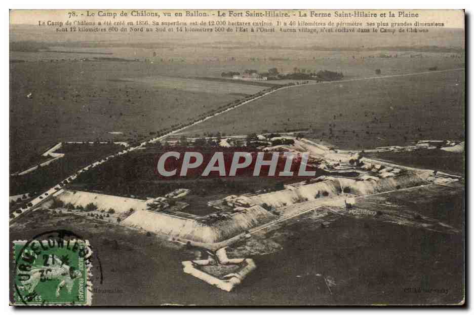 CPA Militaria Camp de Chalons Le fort Saint Hilaire La ferme Saint Hilaire et la plaine