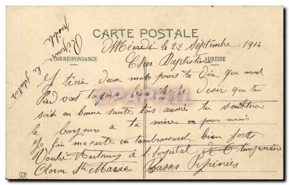 Les Basses-Pyrénées — Vue de la Haute Vallée d'Aspe avec le Pia eau de la Maison Cantonnière et le Somport — Phototypie Labouche frères, Toulouse, n° 1041 — Achterkant
