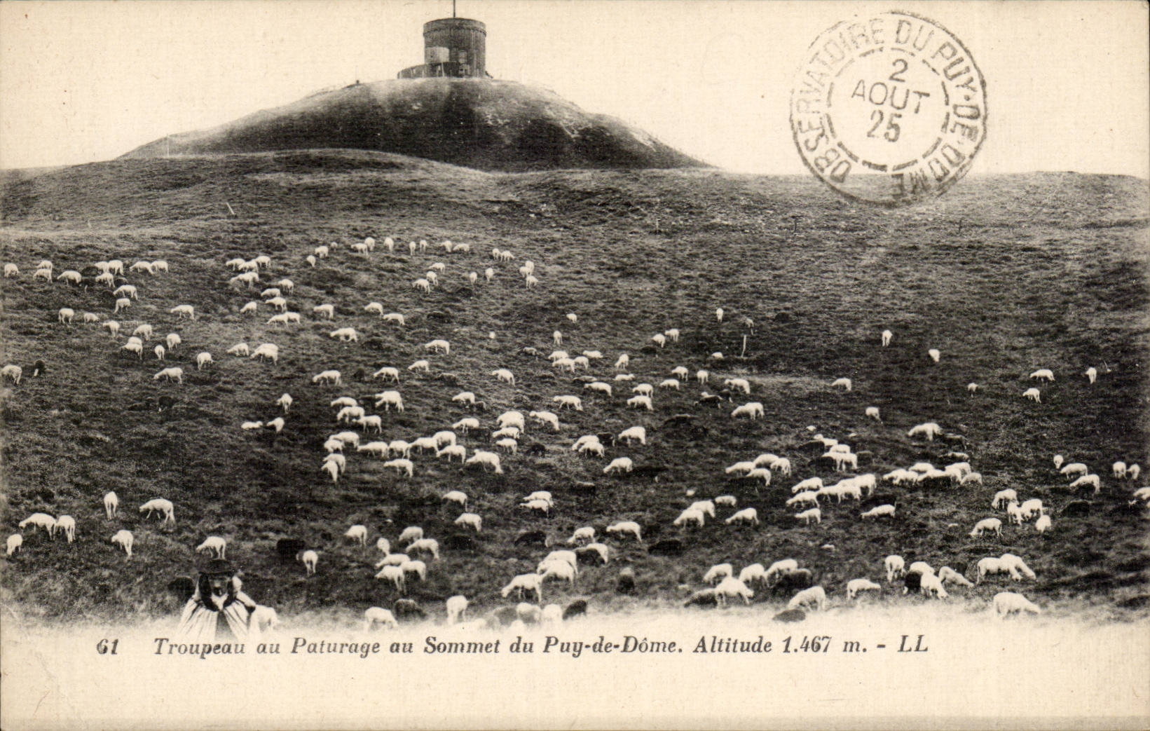 Herden auf der Spitze des Puy-de-Dôme — Höhe 1.467 m. — LL — Observatorium Puy-de-Dôme