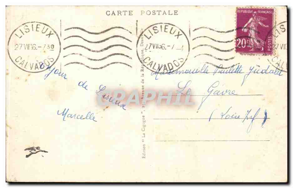 Lisieux - La Cathédrale - Vue prise de la Grande Rue - Édition 'La Cigogne' — Rückseite