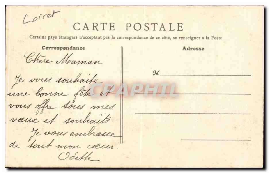 CPA Orleans Hotel de ville Salle des mariages — Verso