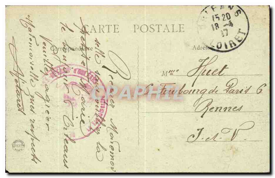 CPA Orleans Place Albert 1er et la gare — Verso
