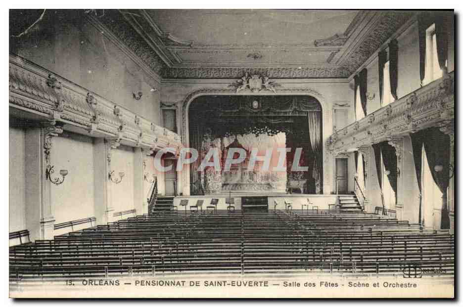 CPA Orleans Pensionnat de Saint Euverte Salle des fetes Scene et orchestre theatre