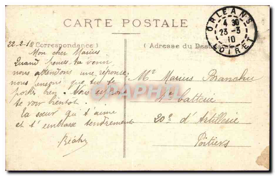 CPA Orleans Portail de l'ancien cimetiere — Verso
