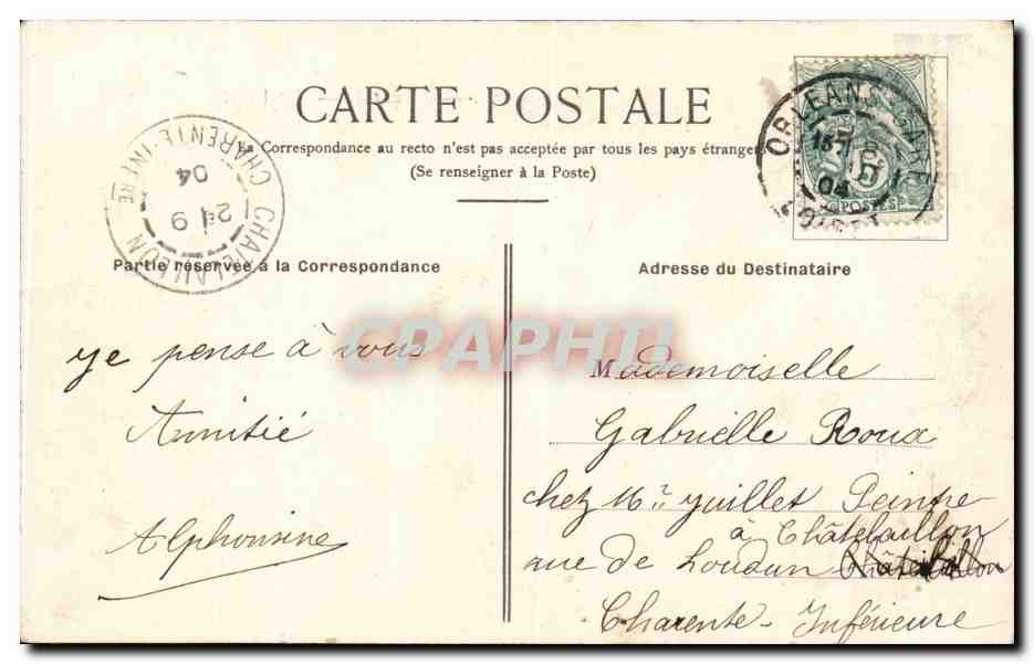 CPA Orleans Hotel d'Hardouineau — Verso