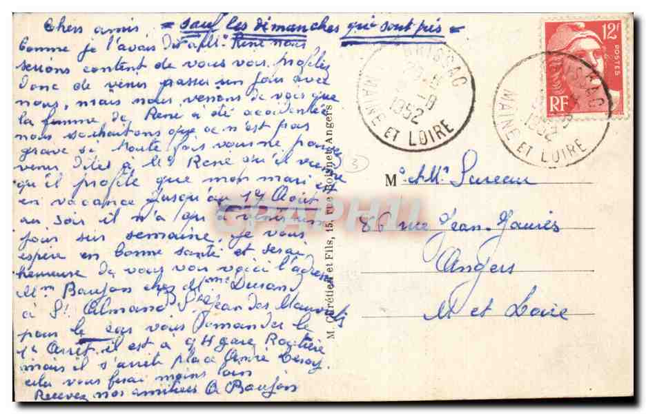 Saint Jean des Mauvrets CPA Les deux dolmens et le vieux moulin dolmen  — Rückseite