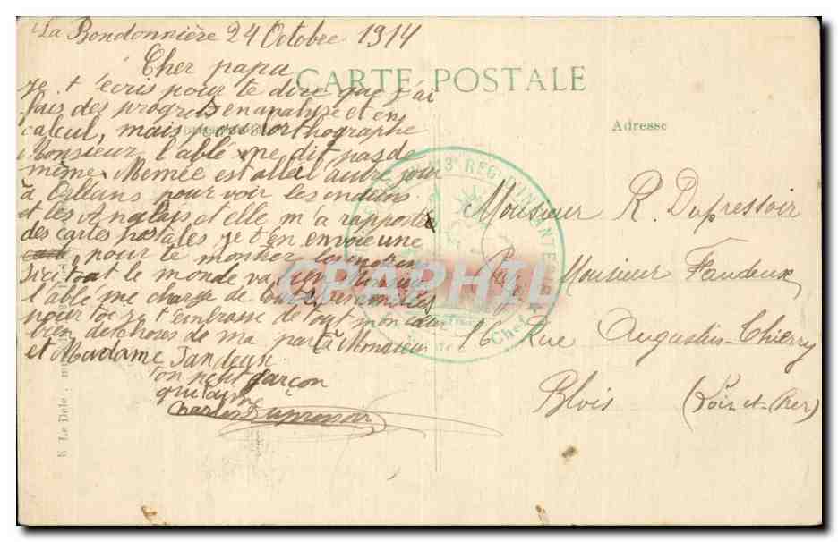 CPA Entree d'un campement Armee indienne Militaria La Bondonniere — Verso