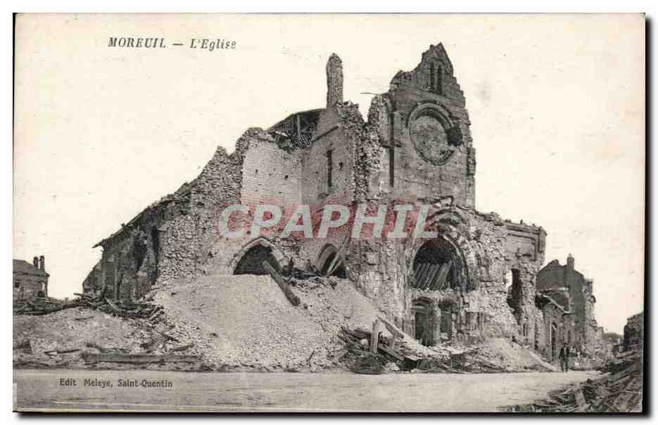 Moreuil — L'Église détruite — Edit Méleye, Saint-Quentin