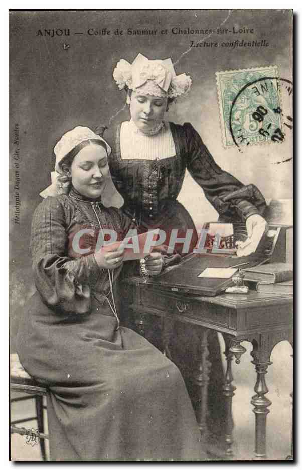CPA Anjou Coiffes de Chalonnes sur Loire et Saumur ( folklore coiffe costume 