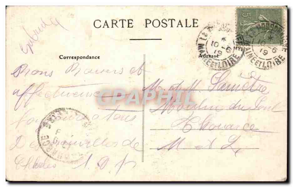CPA Coiffe de Maine et Loire ( folklore coiffe costume  — Verso