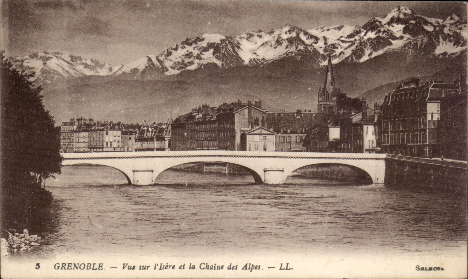 Grenoble — Vue sur l'Isère et la Chaîne des Alpes — LL. Selecta