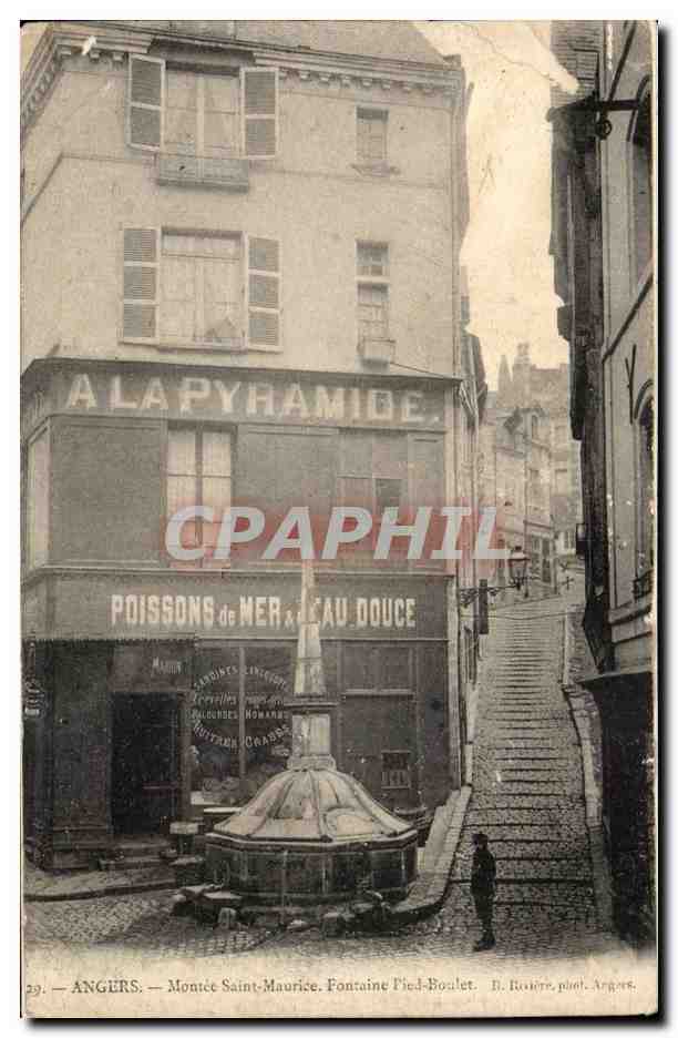 CPA Angers Montee Saint maurice Fontaine Pied Boulet Pyramide Poissonnier 