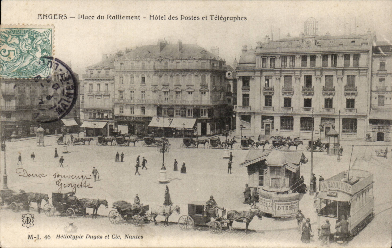 Angers — Place du Ralliement — Hôtel des Postes et Télégraphes — Héliotypie Dugas et Cie, Nantes