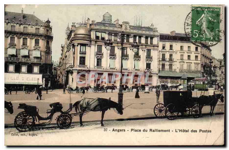 Angers CPA hotel des Postes et Telegraphes Place du ralliement