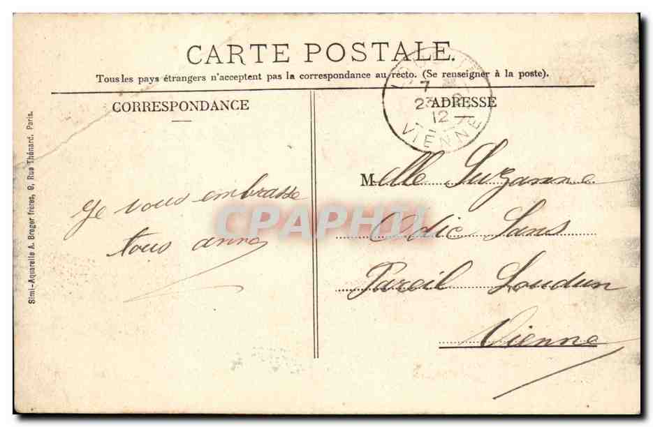 Angers CPA hotel des Postes et Telegraphes Place du ralliement — Rückseite