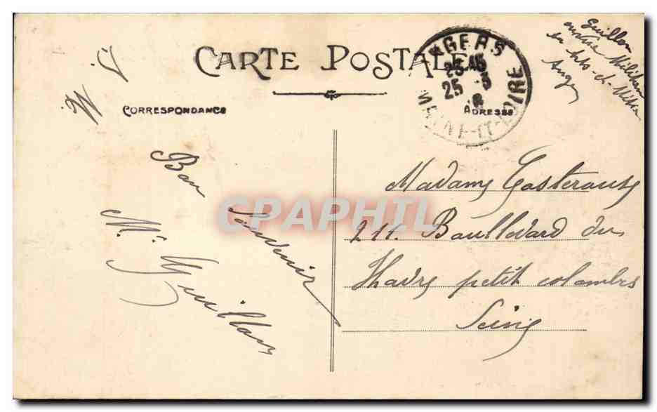 Angers CPA Hotel des postes et Telegraphes Hotel st Julien et rue Saint Maurille — Rückseite